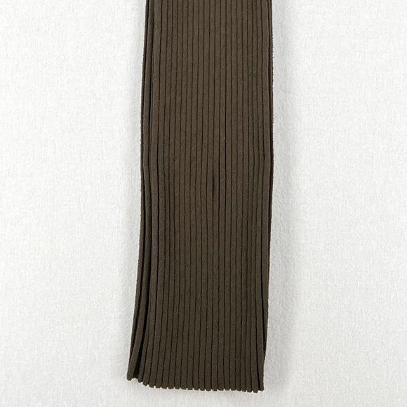 ALEXANDER MCQUEEN Genesis Ribbed Cotton Blend Midi Dress Womens Olive Green Knit - Picture 9 of 15